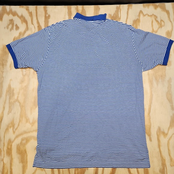 Polo Ralph Lauren Mens L Shirt Blue Stripe Short Sleeve Emb. Pony Logo Cotton - Picture 3 of 4
